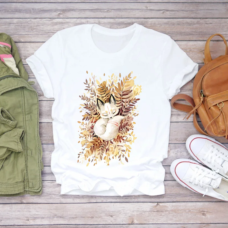 Футболка женская с коротким рукавом повседневный топ мультяшным принтом