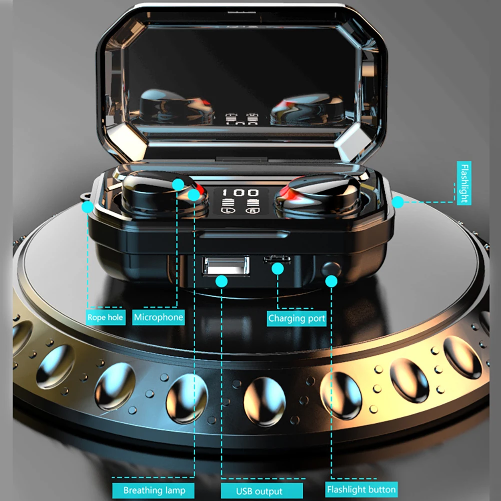 TWS M15 LED Display Bluetooth 5 1 Earphones with Charging Box Waterproof Earbuds Bluetooth Headphones Phone Accessories