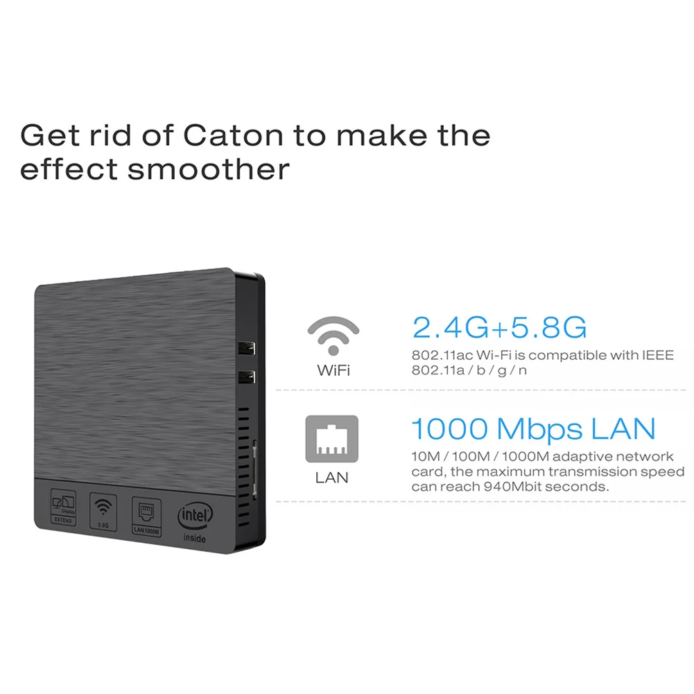 Мини-ПК 4G/64GB Win10 BT4.0 тепловыделение пылезащитный 2,4G+ 5,8G двойной WiFi LFX-ING
