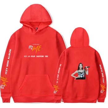 

Fashion Women's Red Casual Hoodies ITZY Women's Sweatshirt Men's Street Hoodie ITZY Boys Hooded Girl Female Sportswear Top