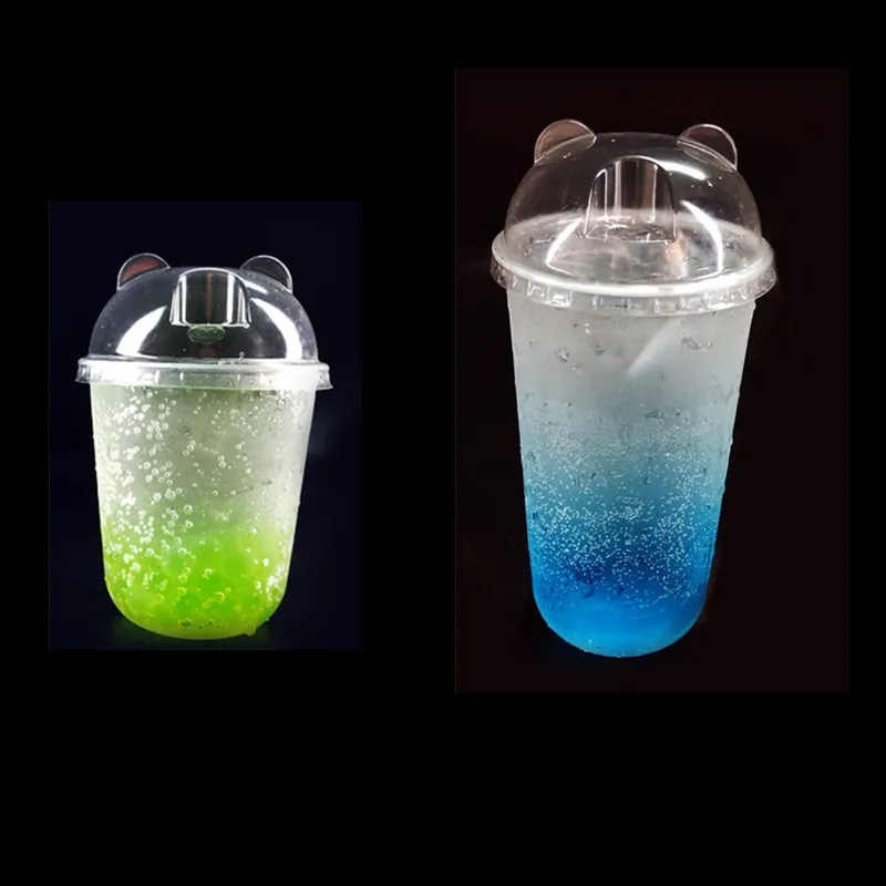 50pcs 90 caliber U-shaped thick cold drink packaging cups 400ml 500ml 700ml diposable juice coffee milk tea plastic cup with lid