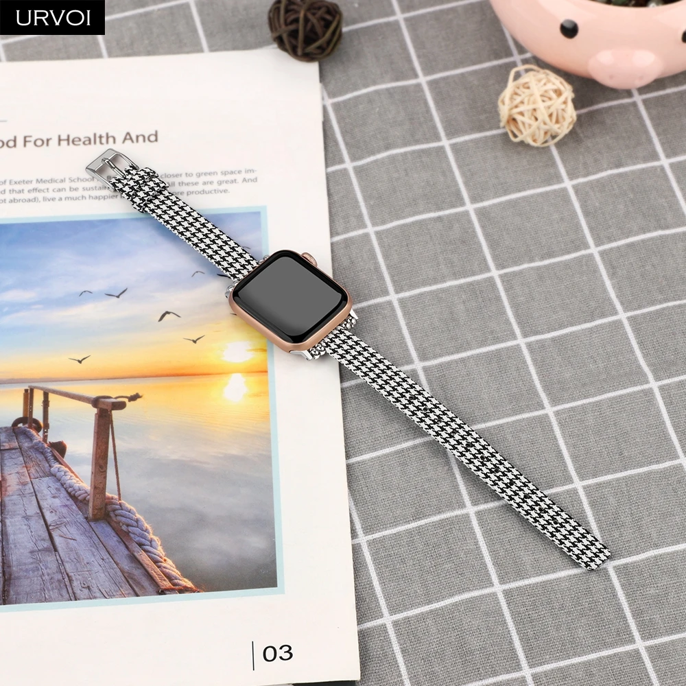 URVOI полотно холста для Apple Watch series 4 321 ремешок iwatch 40 мм 44 тонкая ткань запястье