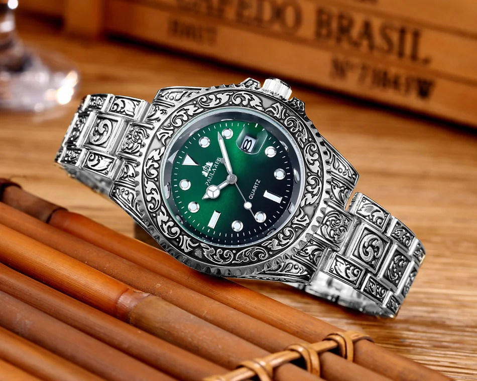 Quarzo classico da uomo, antico, vintage, luminoso, in oro rosa, oro giallo, argento, 2 toni, rosso verde, blu sfumato_voghion.com