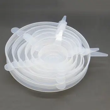 

6Pcs Kitchen Universal Accessories Silicone Reusable Food Wrap Bowl Pot Cover Silicone Stretch Lids Cooking Cookware Tools