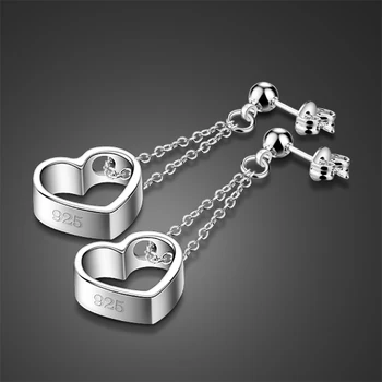 

925 Sterling Silver Piercing Heart Stud Earrings for Girls Women Femme Wedding Party Femme Jewelry