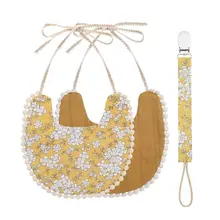 Детская Соска с зажимом и цепочкой; детский хлопковый льняной нагрудник; идеальный подарок для новорожденных; D08C