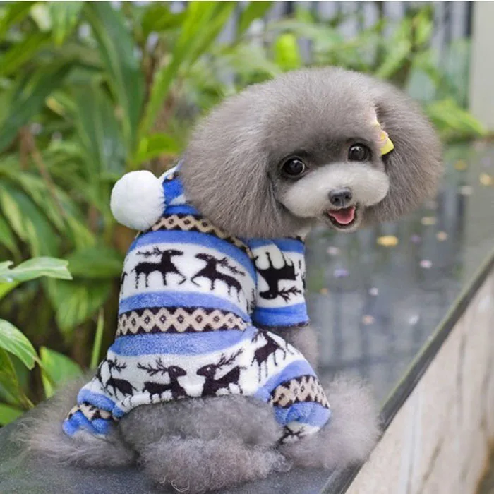 Модная теплая одежда для собак, комбинезон для щенка, пальто с капюшоном, собачка для маленьких собак, зимняя футболка для чихуахуа, жилет для щенков, йоркширский стиль - Цвет: Синий