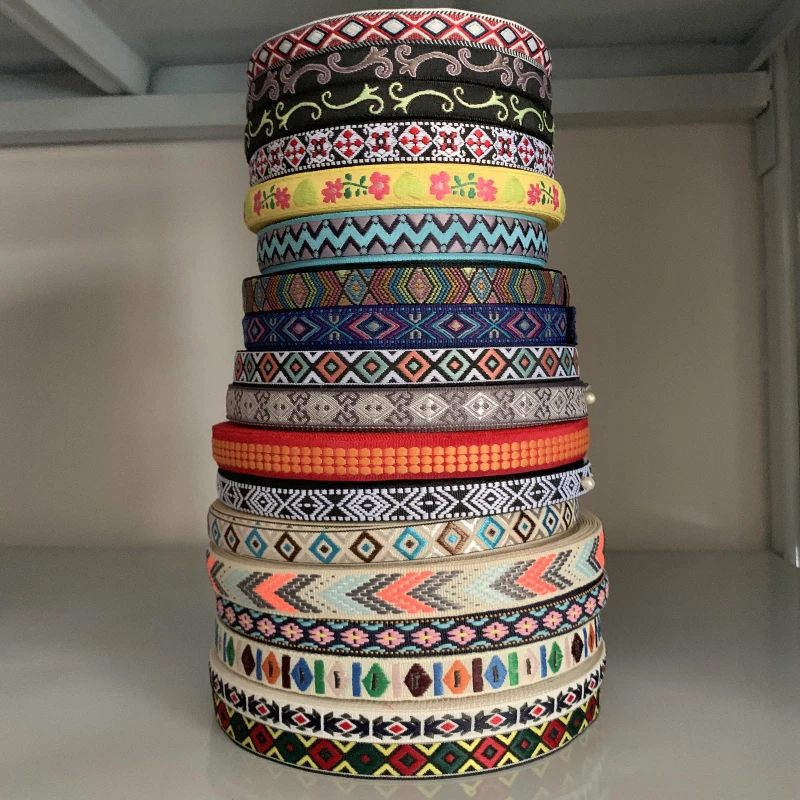 Ribbon Decoration 5 Yards 5/8&ldquo; 10MM~15MM Decoration Pet Leash Collars Geometric Jacquard Ribbons Clothing DIY Trim Sewing Accessories Lace