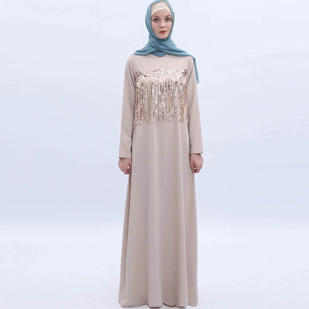 Модное женское длинное платье с кисточками и блестками Abaya Moslem Рамадан Арабский