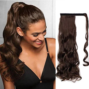 

24" Long Curly Clip In Hair Tail False Hair Ponytail Hairpiece with Hairpins Synthetic Hair Pony Tail Hair Extension BUQI