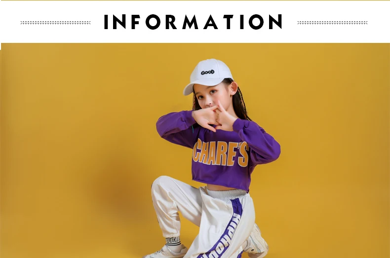 Kid Cool Hip Hop Clothing Hoodie Sweatshirt Shirt Top Crop Causal Jogger Pants for Girl Jazz Ballroom Dance Costume Clothes Wear (2)