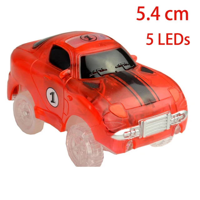 5 светодиодный s 5,4 см волшебный электронный светодиодный игрушечный автомобиль с мигающими огнями Развивающие игрушки для детей подарок на день рождения игра с треками - Цвет: Красный
