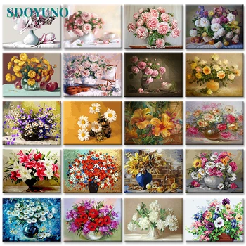 

GATYZTORY 40x50cm oil painting by numbers Flowers pictures by numbers On Canvas Room Decoration Frameless DIY Digital Paint