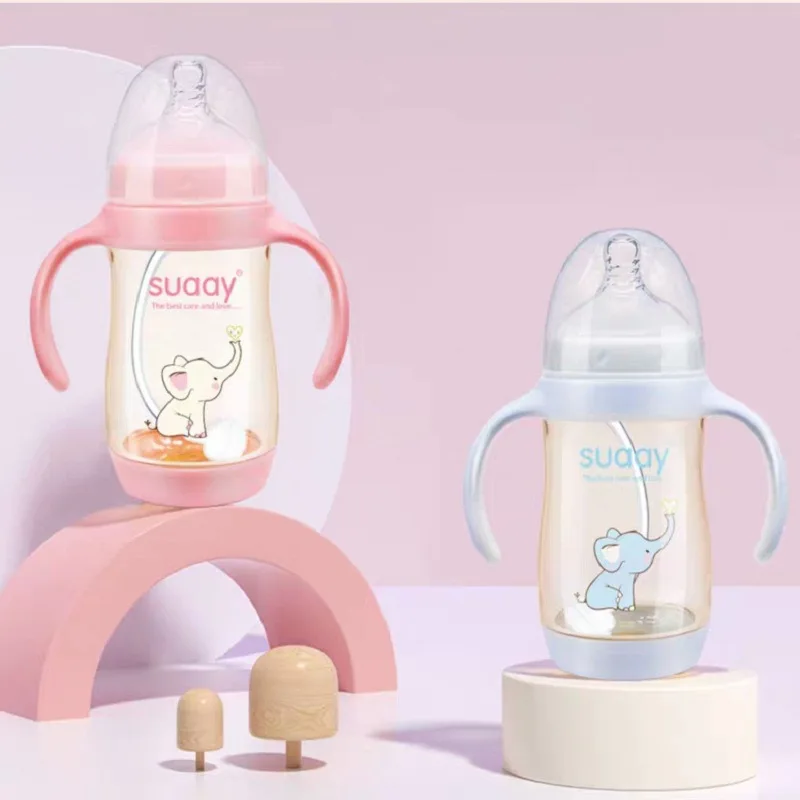 

Suaay Feeding Bottle PPSU Drop-resistant Wide Aperture Baby fang zhang Gas Straw Silicone Nipple Newborn BABY'S Feeding Bottle