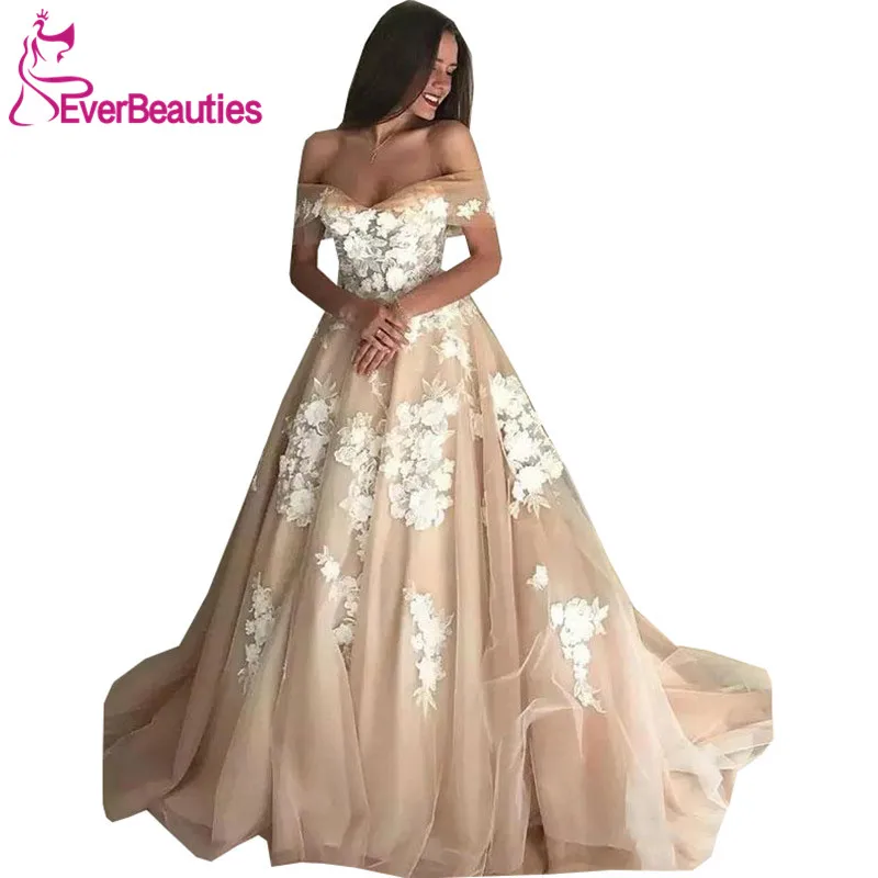Vestido De Noiva/Свадебные платья из 2019 тюля с аппликацией, длинное свадебное платье с длинным подолом, Robe De Mariee