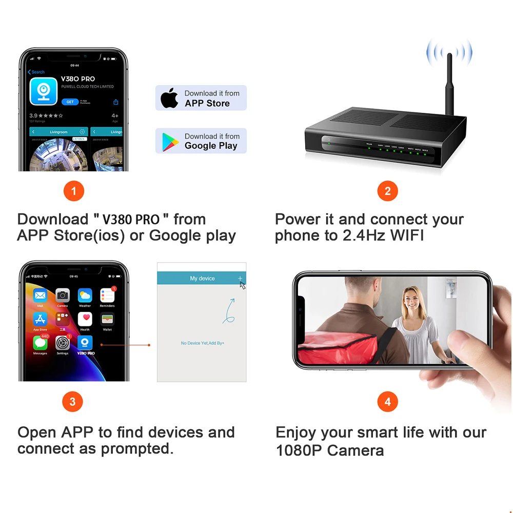 Беспроводная камера видеонаблюдения 1080P 4 МП HD Wi Fi|Камеры видеонаблюдения| |