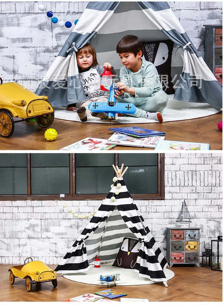 Дача дерево вигвам палатка для комнатные игры для детей дом игровой дом портативный детский игрушечный дом в черно-белую полоску