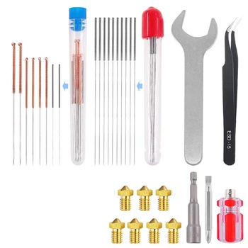 

3D Printer Nozzle with Nozzle Replacement and Cleaning Tool Kit, Extruder Head Nozzle, Cleaning Needle