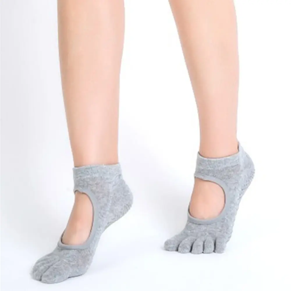 Женские носки для йоги, противоскользящие, пять пальцев, без спинки, силиконовые, Нескользящие, 5 Носок, носки для балета, спортзала, фитнеса, спорта, хлопковые носки