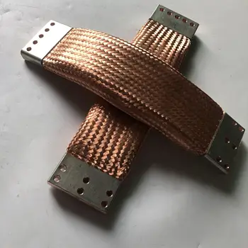 

2pcs 350 * 45 * 8mm custom pure copper braid with soft connection flange electrostatic connection belt