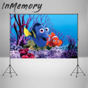 

Birthday Photocall boda poster Finding Nemo Under Blue Sea Corals Rocks Newborn Custom Photography Background Backdrop Studios
