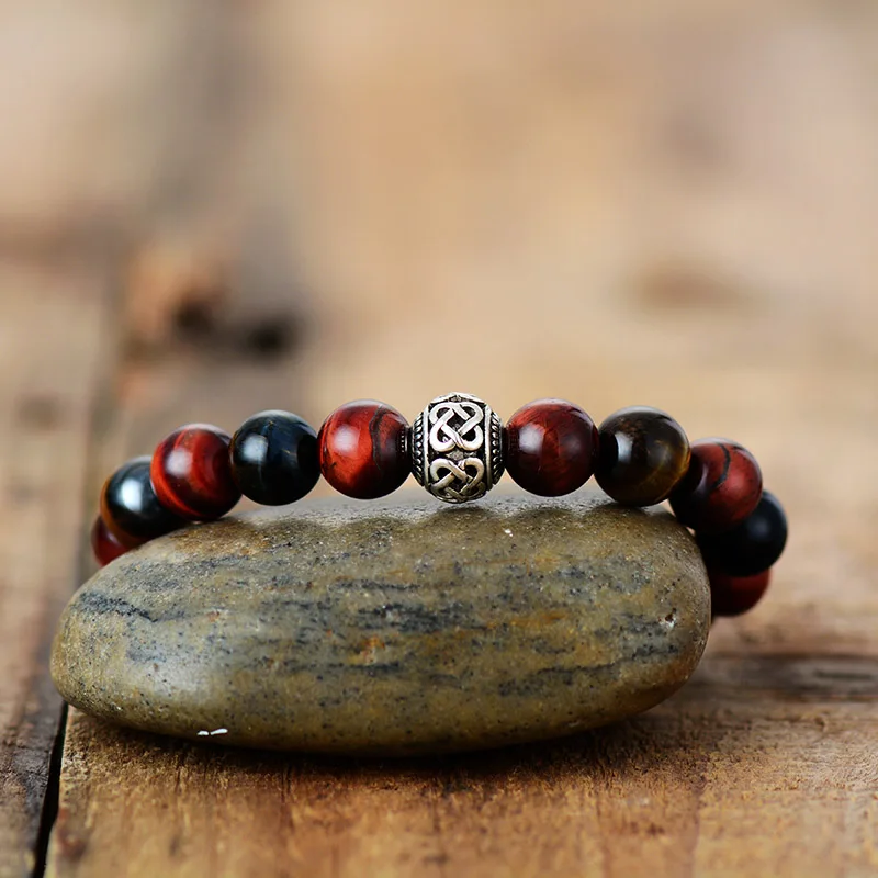 Men Beads Bracelets 10 MM Tiger Eye Tibetan Charm Elastic Bracelets Yoga Mala Bracelets Femme Natural Stone Jewelry A+++++ - Image 5