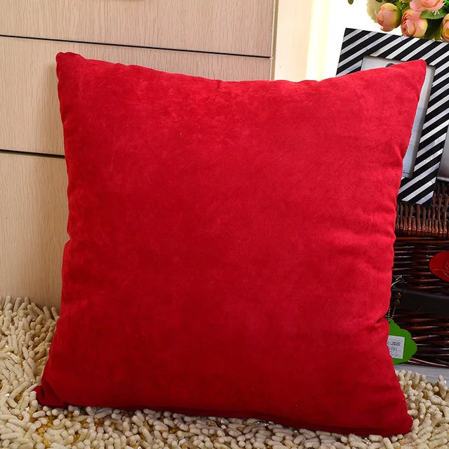 New Decorative Pillows Soft Sofa Waist Throw Cushion Cover Solid 45 x 45cm Living Room Cushion Covers Home Decor Decoration - Цвет: Red