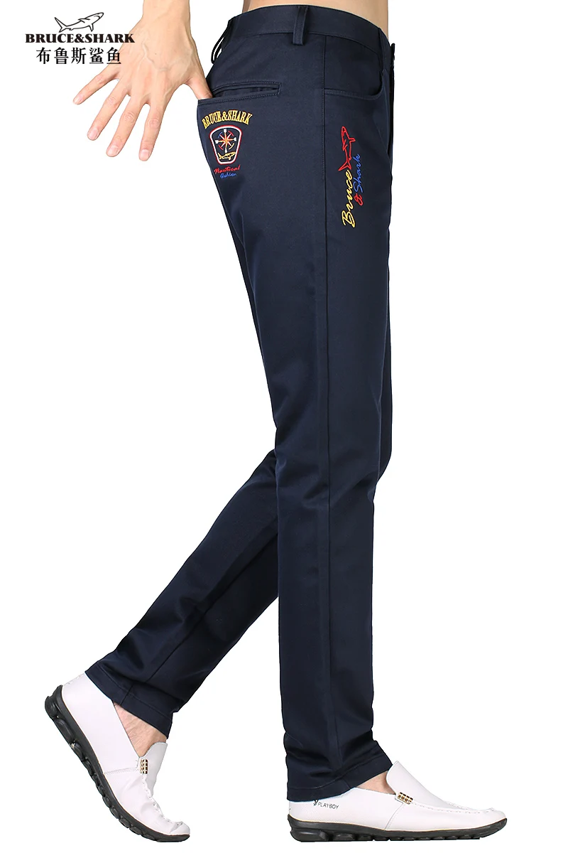 Blog Winter Pants Men Classic Casual Elastic Long Trousers Male Cotton straight embroidery warm Work Pant thick men's size 28-42