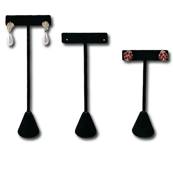 Подставка для ювелирных изделий прочный черный T-образный дисплей сережек |