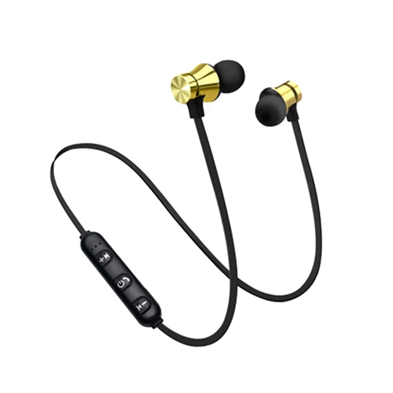 Magnetic Wireless Bluetooth Earphone Music Headset Phone Neckband Sport Earbuds Headphone with Mic For iPhone Samsung Xiaomi - Color: gold