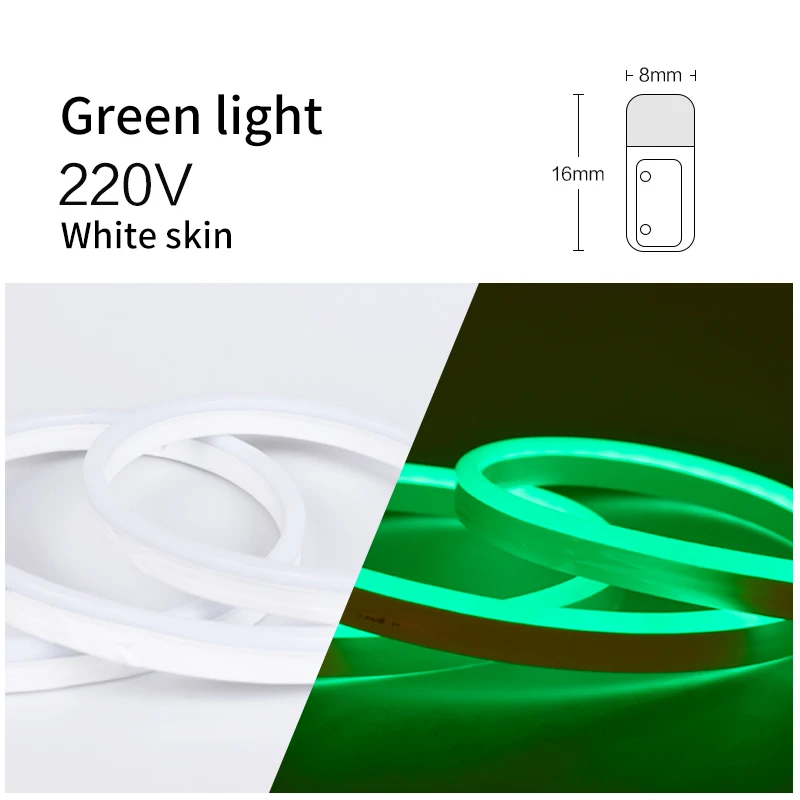 Светодиодный неоновый светильник с гибкой наружной полосой, 220 В, мягкий светильник, лампа для трубопровода KTV, наружное украшение, водонепроницаемая длинная полоска, точечный светильник - Испускаемый цвет: Green light