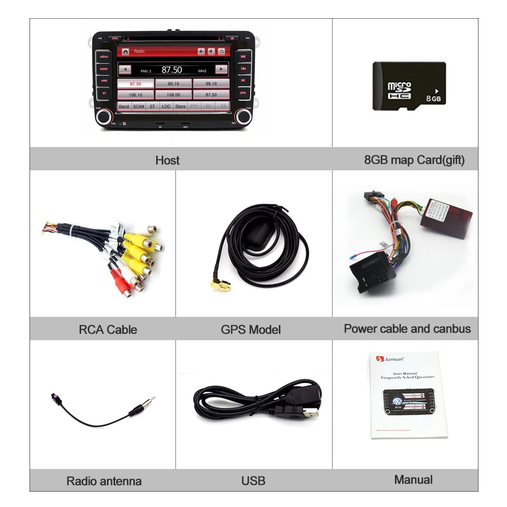 Автомагнитола Junsun 2 din 7 "с DVD плеером GPS навигацией и стереозвуком для