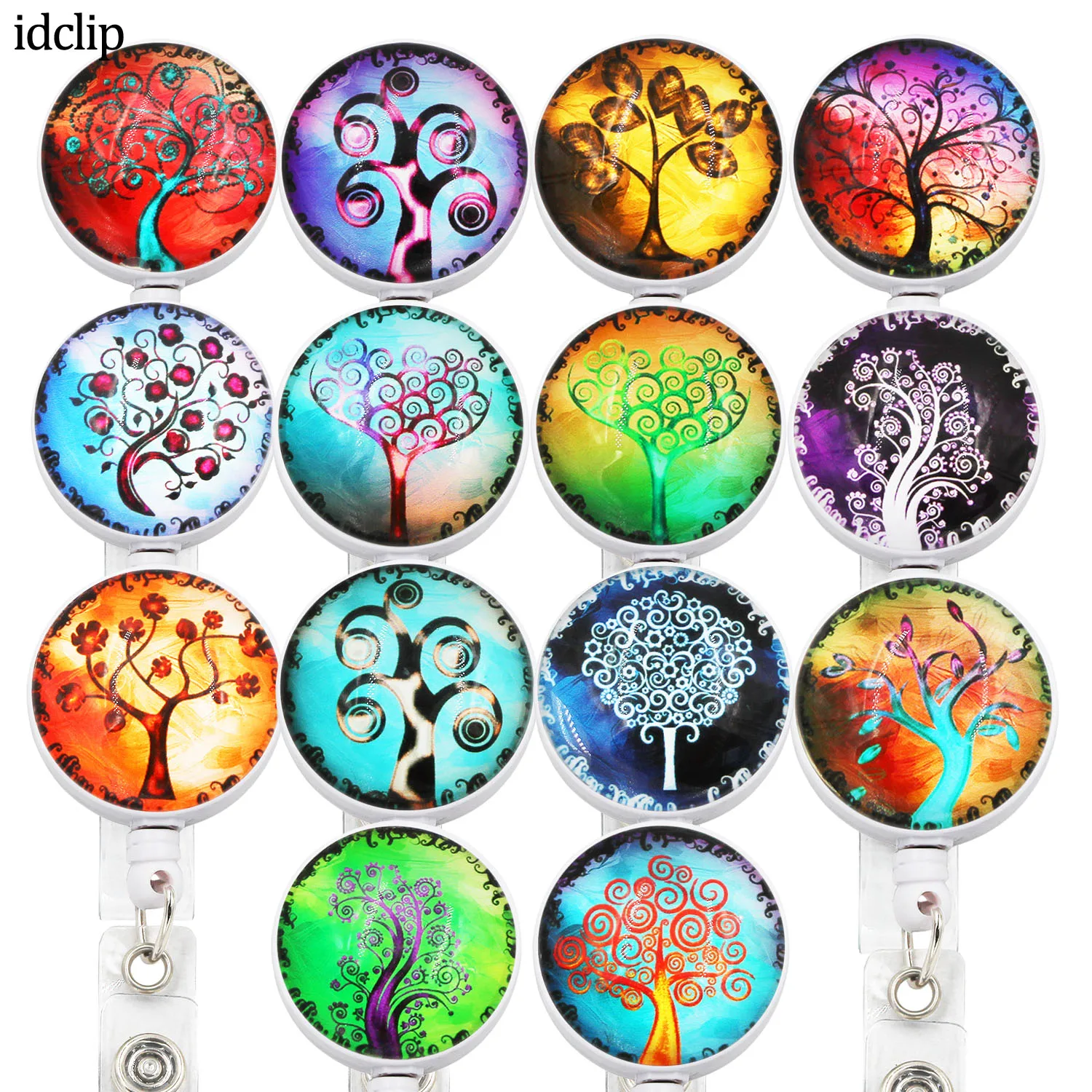 

idclip 1PC Tree Style ID Retractable Badge Holder with Alligator Clip Life Tree Retractable Cord ID Badge Reel 24 inch