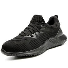 Мужская и женская защитная обувь, дышащая, неубиваемая, безопасная обувь, легкая, со стальным носком, нескользящая, летняя, повседневная, спортивная