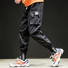 Новинка, мужские комбинезоны, Популярные Молодежные штаны, брюки, большой размер, свободные, мульти карманы, Капри, свободная талия