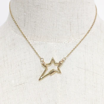 

Exquisite simple gold color chain necklace star shape spiral buckle pendant short women collier fashion stainless steel цепь man