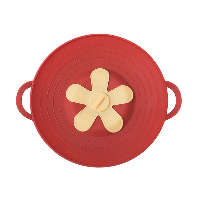 Silicone lid Spill Stopper Cover For Pot Pan Kitchen Accessories Cooking Tools Flower Cookware Home Kitchen Accessories Gadgets Red
