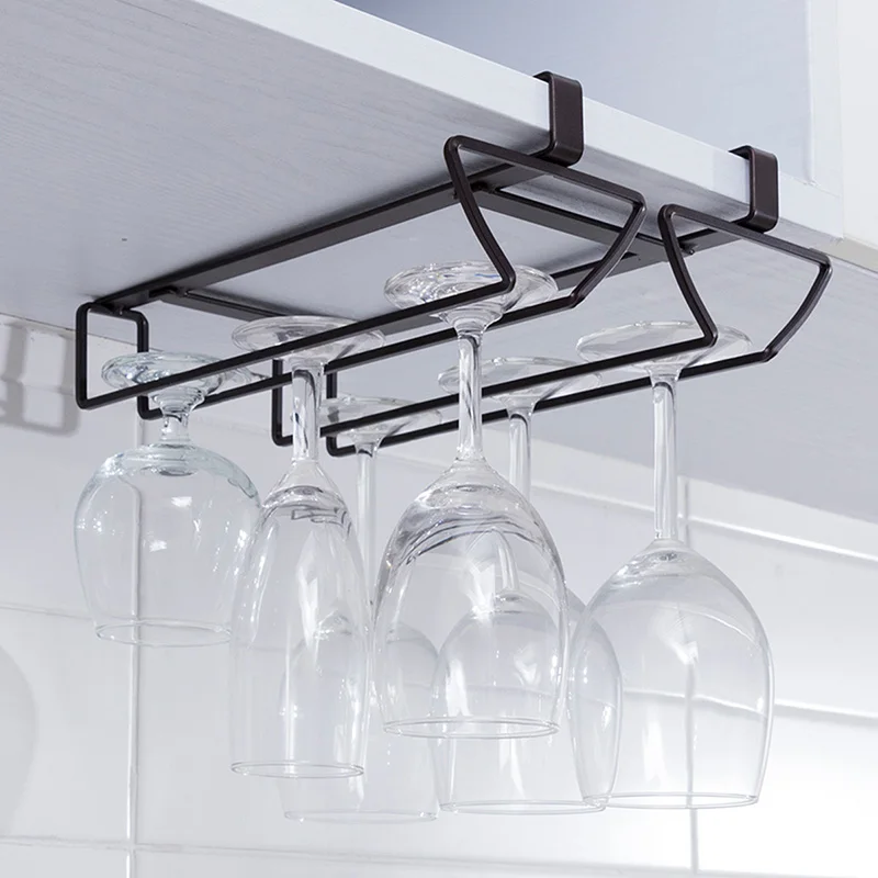 

Wine Glass Holder Iron Hanging Wine Cup Holder Home Free Installation Goblet Storage Racks Shelf Hanger Home Bar Organizer