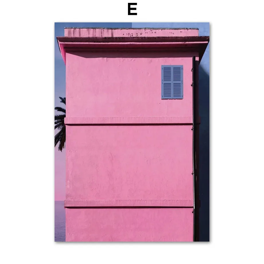 Wall-Art-Canvas-Painting-Pink-City-Flower-Light-Beach-Girl-Photo-Nordic-Posters-And-Prints-Wall (7)