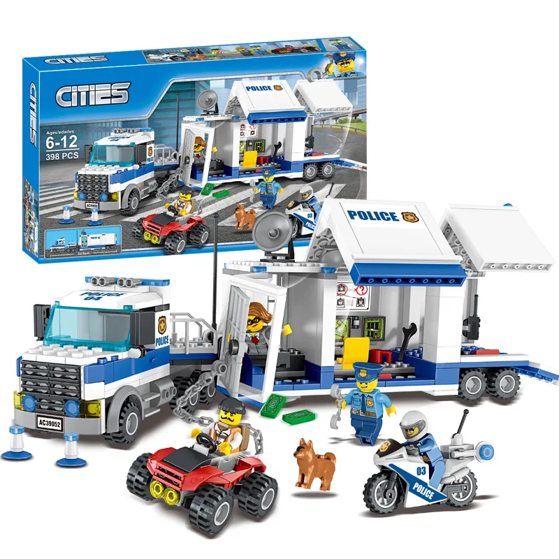

398pcs Urban City Police Mobile Command Center Compatible With Legoinglys 60140 Educational Assembling Building Blocks Toys