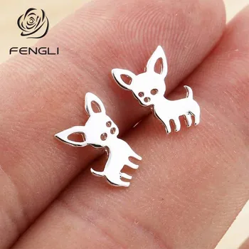 

FENGLI Cute Dog Stud Earrings for Women Minimalist Creative Statement Earring Jewelry Birthday Best Gift Wholesale