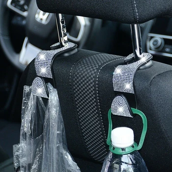 

1pcs Car Back Seat Hook Multifunction Handbag Headrest Rhinestone Safety