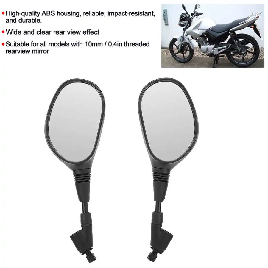 10mm/0.4in Rearview Mirror Electric Motorcycle Reverse Side Reflector Compatible with YBR 2Pcs BLLBOO Motorcycle Mirrors