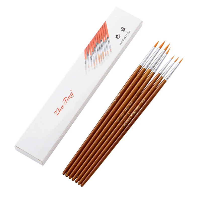 7Pcs/Set Miniature Hook Line Pen Fine Watercolor Paint Brush Set For Drawing Gouache Oil Painting Brush Art Supply