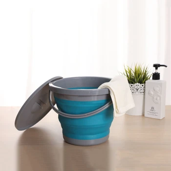 

5L Folding Thicker Silicone Buckets For Kitchen Bathroom Storage Buckets Outdoor Camping Car Wash Bucket Fishing Silicone Bucket