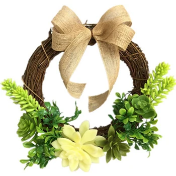 

Succulents Dried Artificial Flower Wreath Simulation Flower Wreath Christmas Decoration Home Door Hanging Decor
