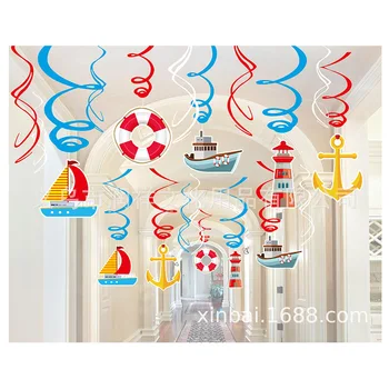 

Hot Selling 30 Pieces Car Ship Spiral Pendant CHILDREN'S Cartoon PVC Spiral Hanging Decoration Decorations