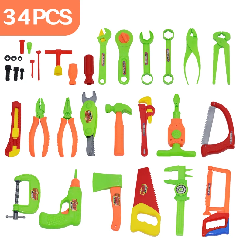 34PCS/Set Garden Tool Toys For Children Repair Tools Pretend Play Environmental Plastic Engineering Maintenance Tool Toys Gifts 3