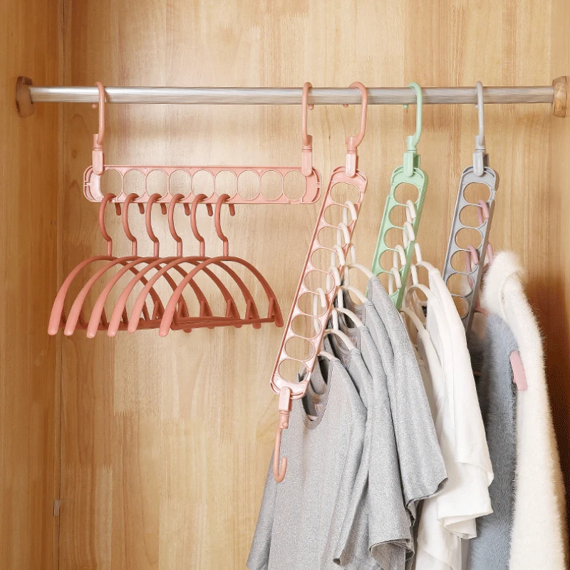 Многофункциональный компактный, металлический вешалки с крюком Magic9 отверстие шкаф-стеллаж для хранения одежды Железная сушилка для одежды