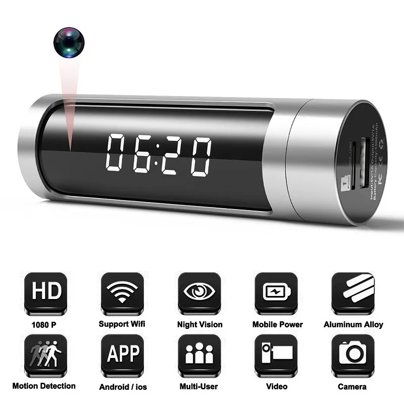 

1080 HD Mini Camera Clock Alarm Night Vision Motion Detection Wifi IP Cam DV DVR Camcorder Home Security Surveillance New*